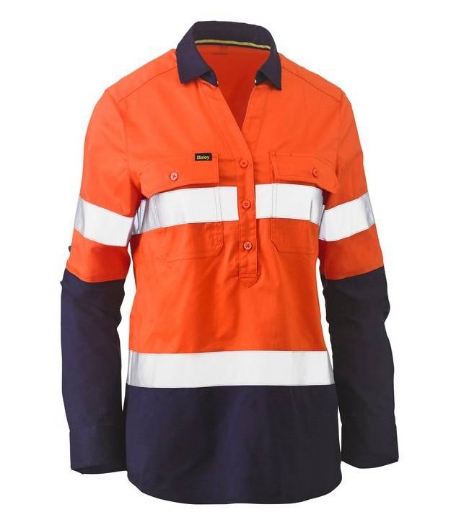 Picture of Bisley,Women's Taped Hi Vis Stretch V-Neck Shirt